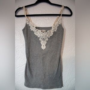 Abercrombie & Fitch NWOT Embroidered Ribbed Grey Tank